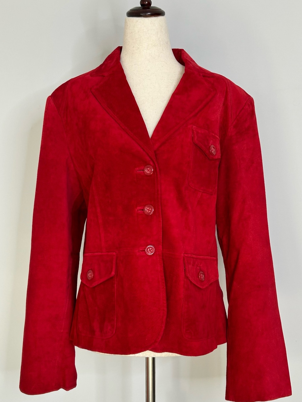 Preston & York Vintage Cherry Red Suede Leather Blazer size Large - Picture 5 of 9